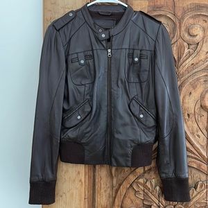 Brown leather jacket, size 40